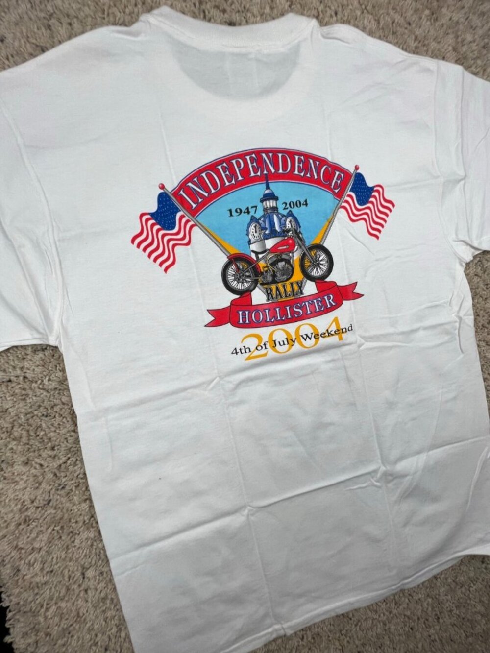 Vintage 2004 Hollister Independence Rally Motorcycle T-Shirt Mens Large White - Picture 3 of 12